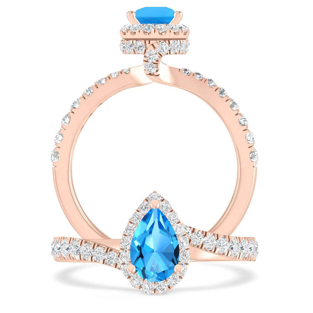 Rose Gold - Blue Topaz