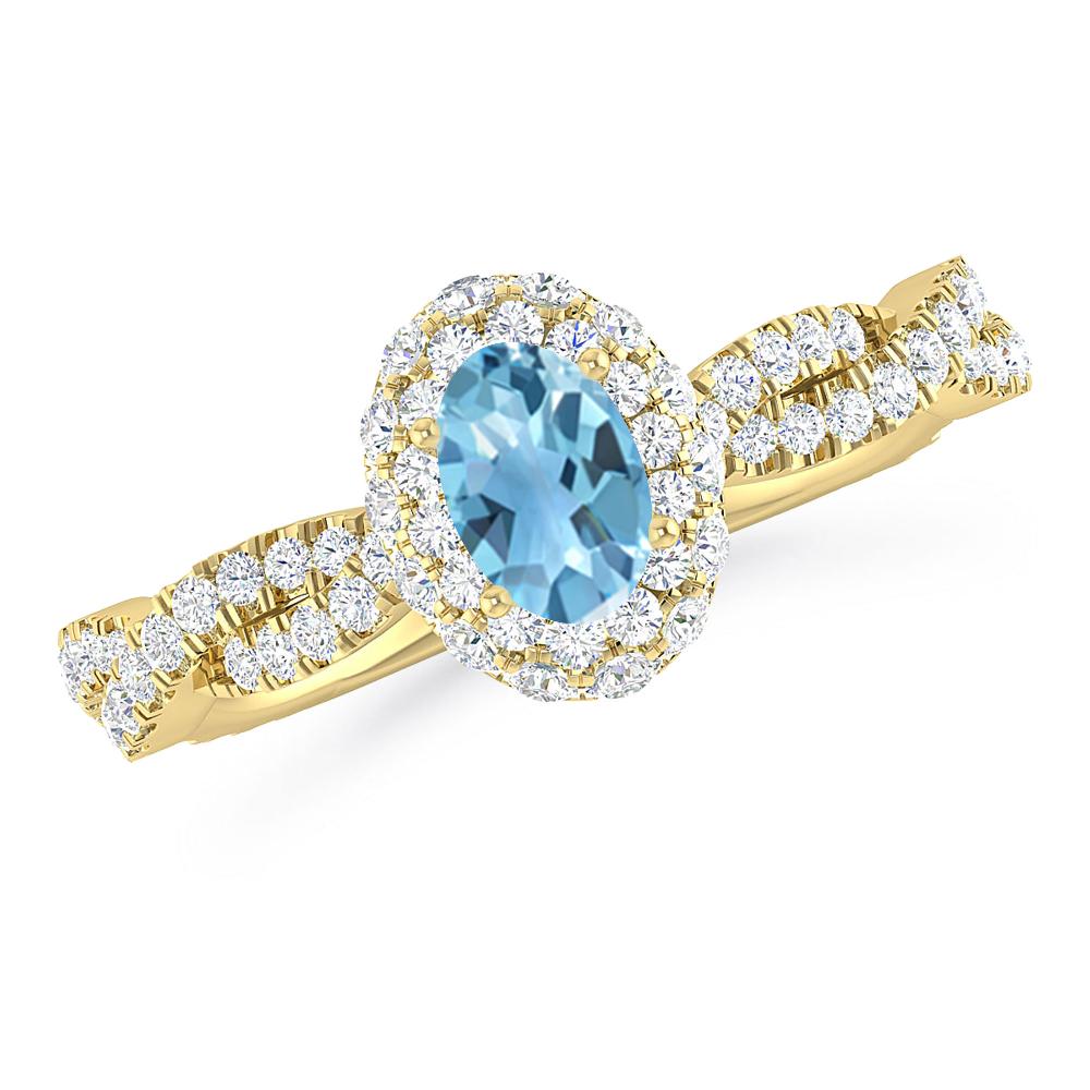 Yellow Gold - Blue Topaz