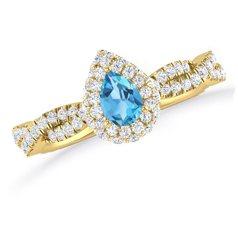 Yellow Gold - Blue Topaz