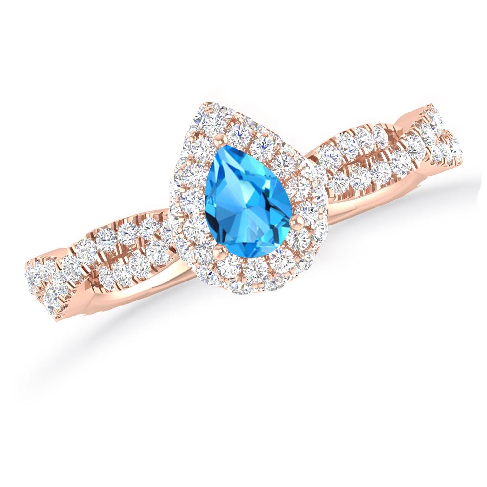 Rose Gold - Blue Topaz