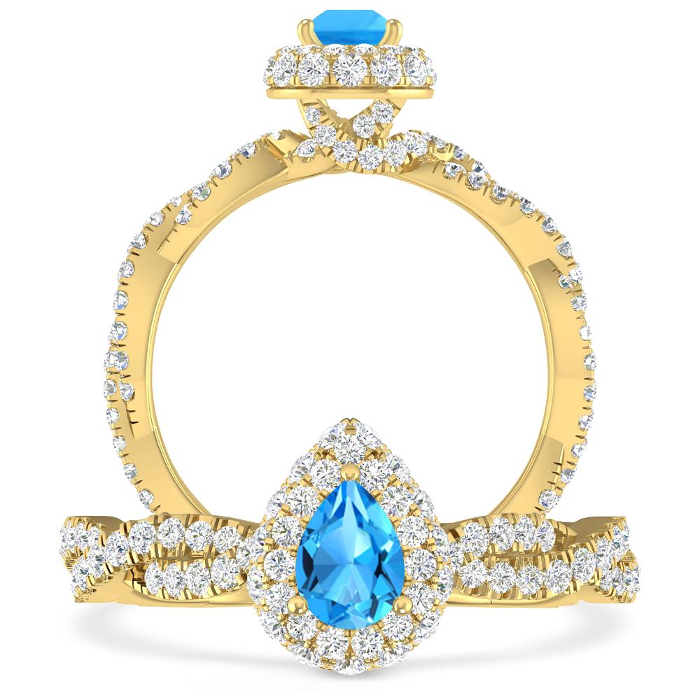 Yellow Gold - Blue Topaz