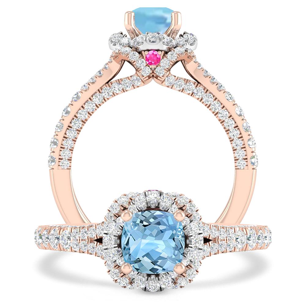 Rose Gold - Aquamarine