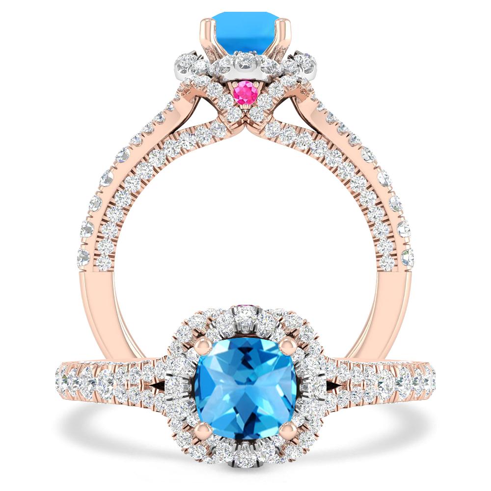 Rose Gold - Blue Topaz