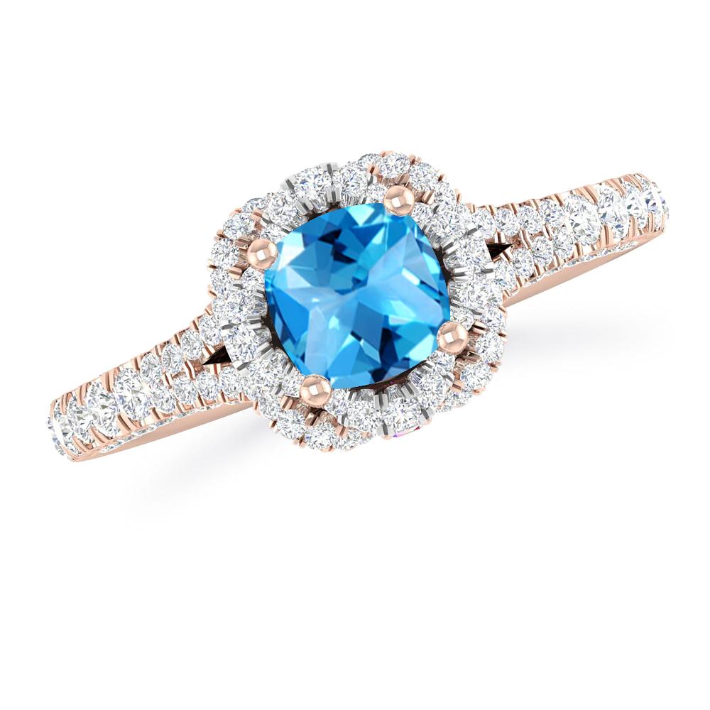 Rose Gold - Blue Topaz