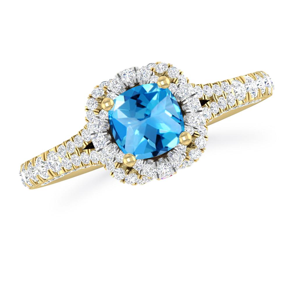 Yellow Gold - Blue Topaz