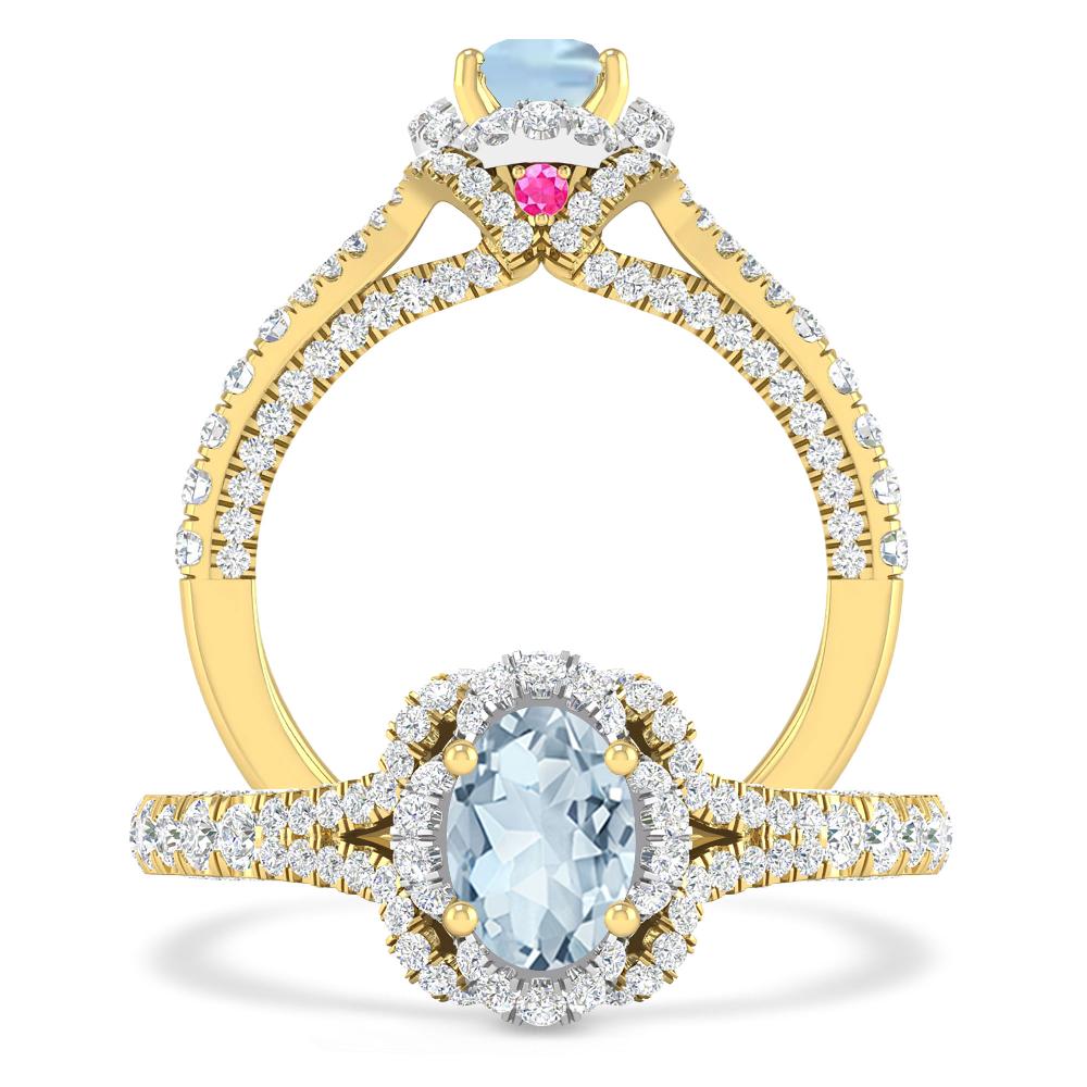 Yellow Gold - Aquamarine