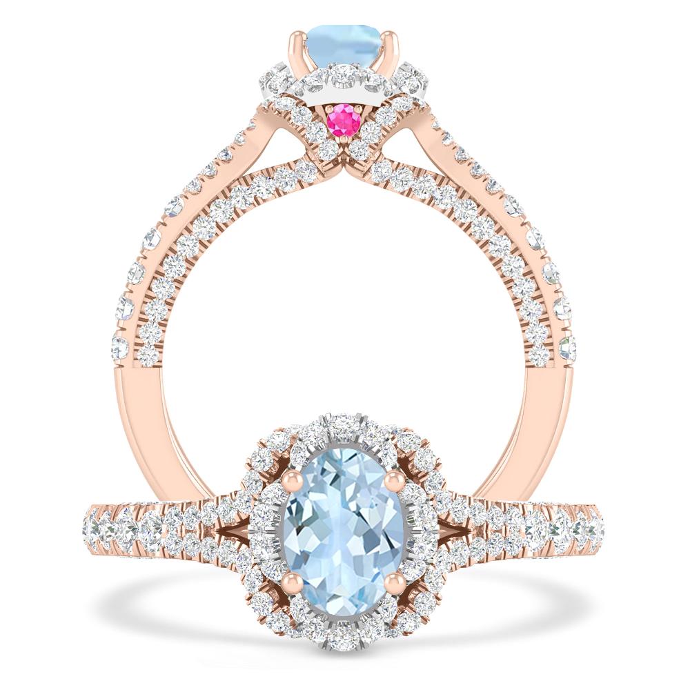 Rose Gold - Aquamarine