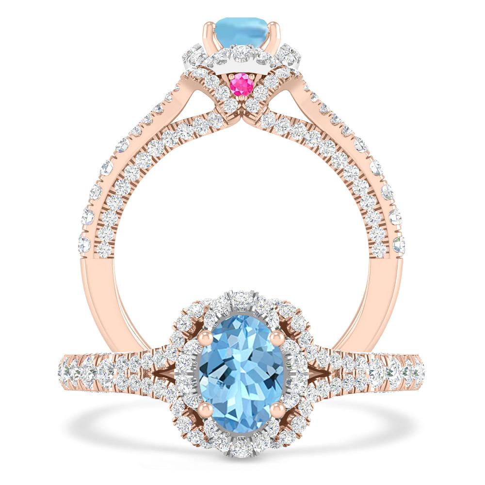 Rose Gold - Aquamarine