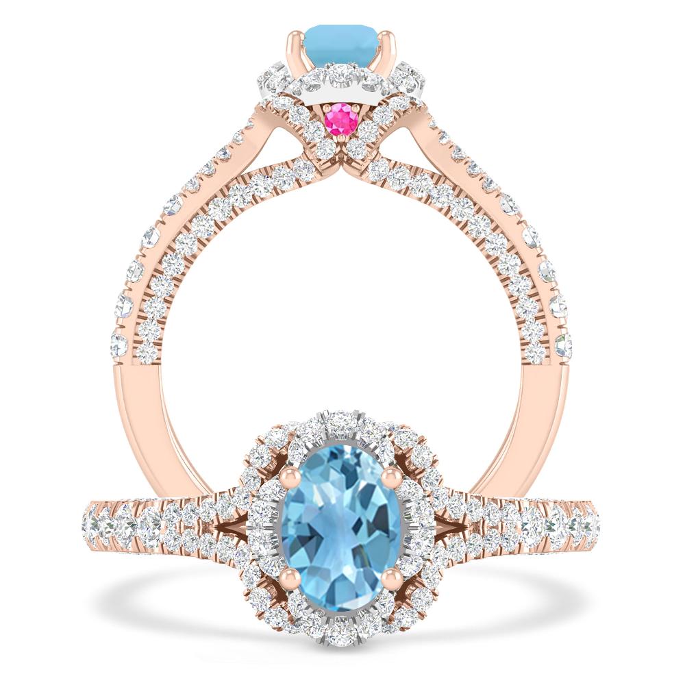 Rose Gold - Blue Topaz