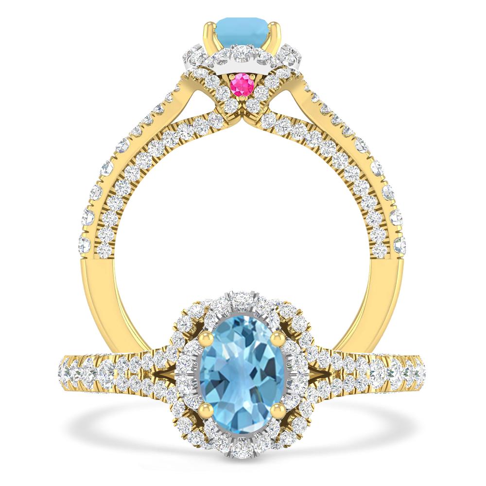 Yellow Gold - Blue Topaz