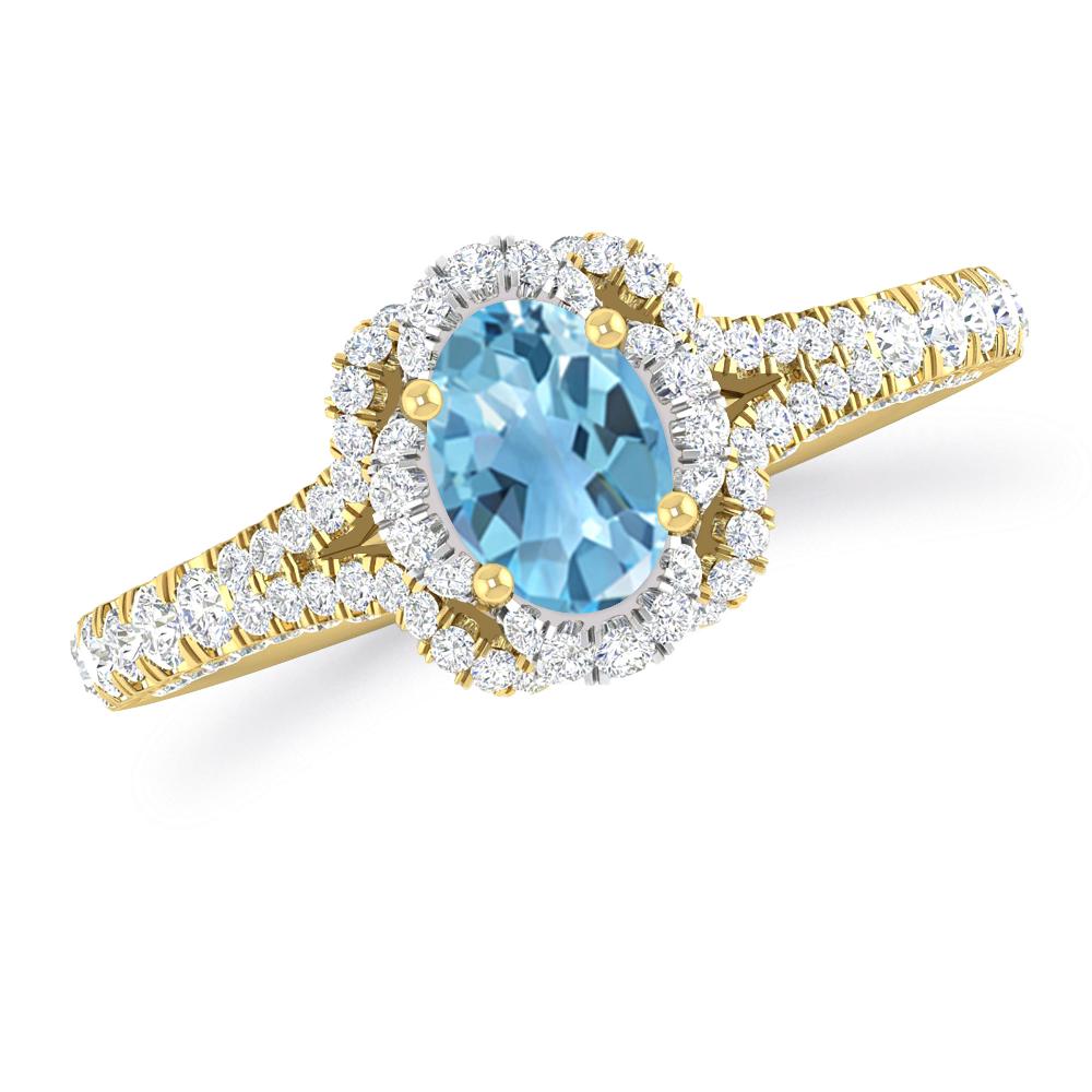 Yellow Gold - Blue Topaz