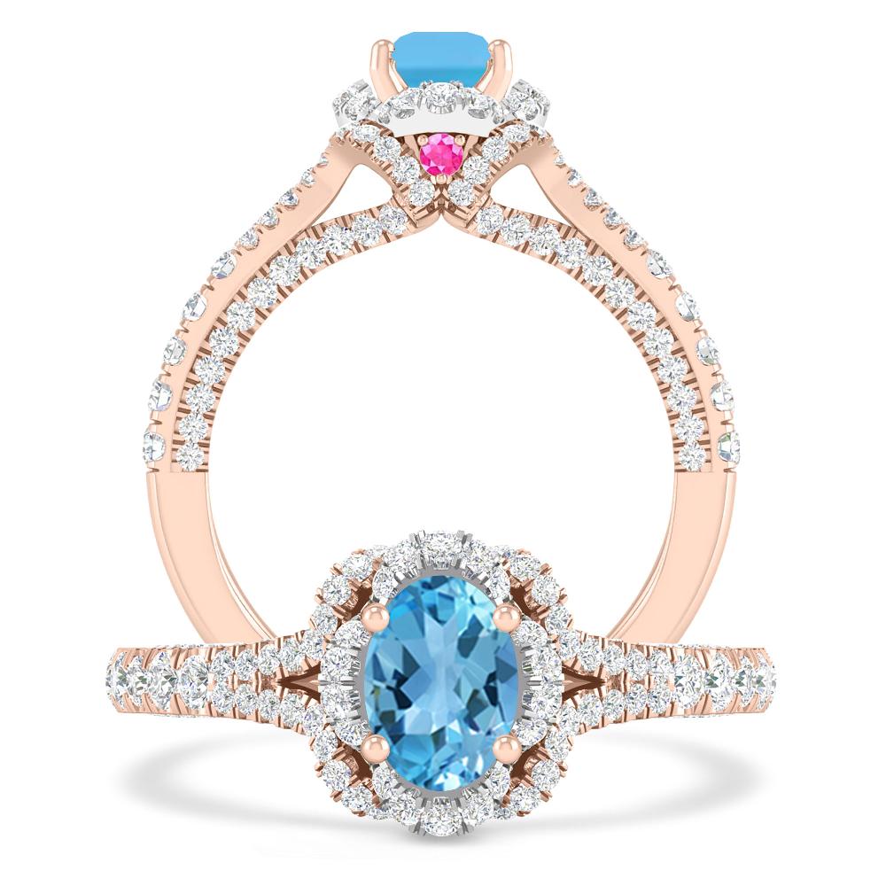 Rose Gold - Blue Topaz