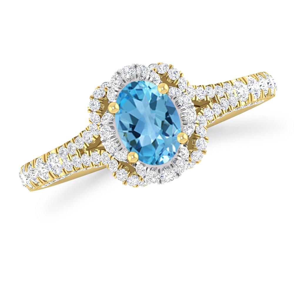 Yellow Gold - Blue Topaz