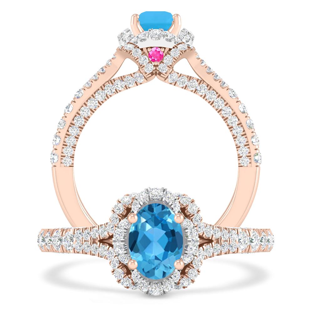 Rose Gold - Blue Topaz