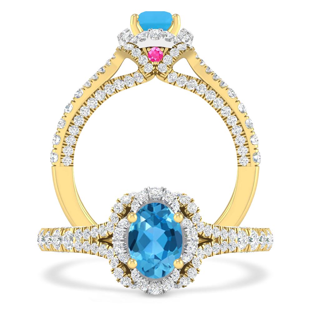 Yellow Gold - Blue Topaz