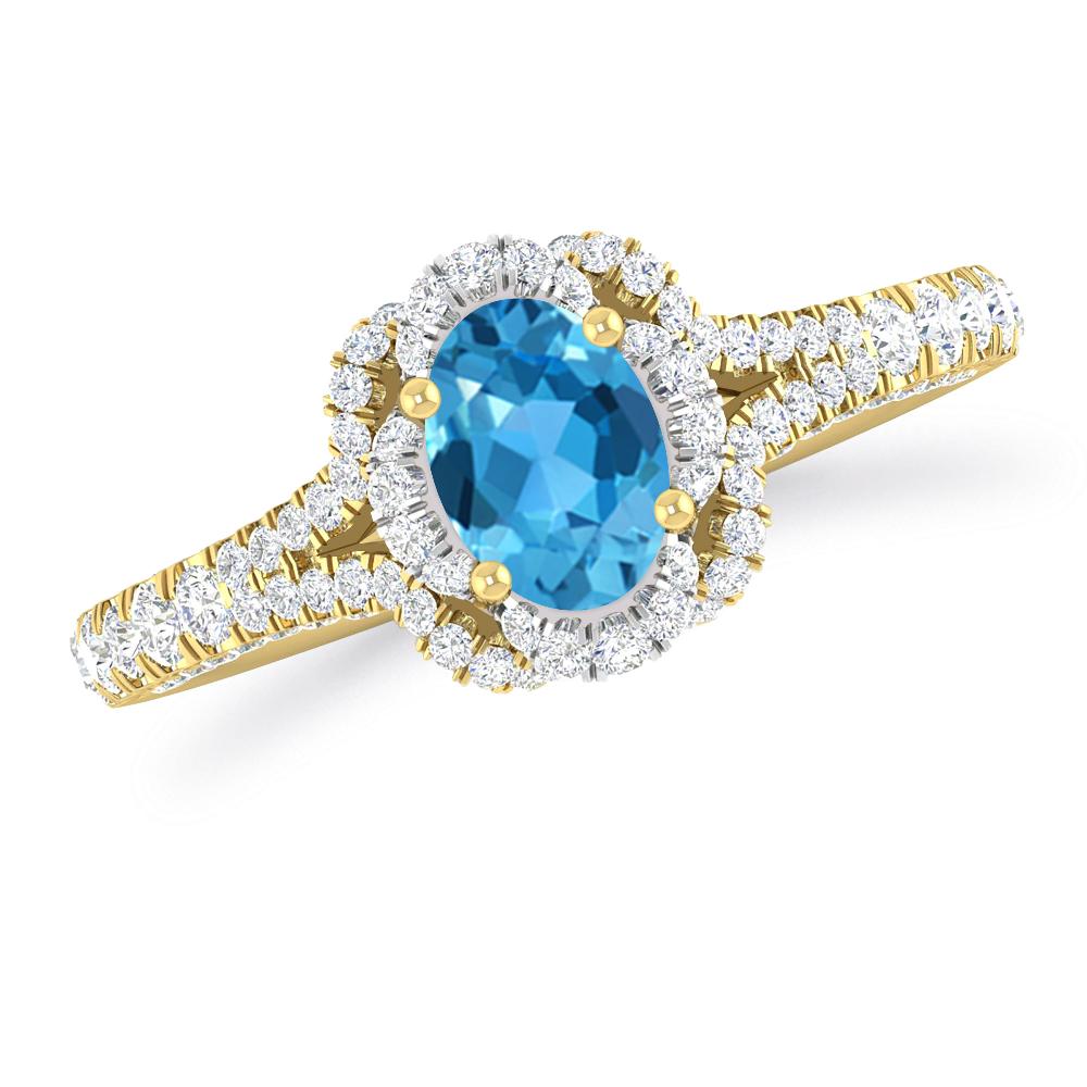 Yellow Gold - Blue Topaz