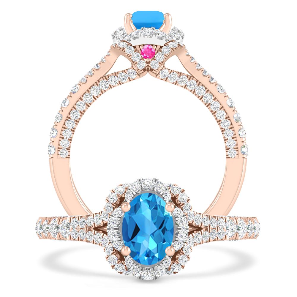 Rose Gold - Blue Topaz