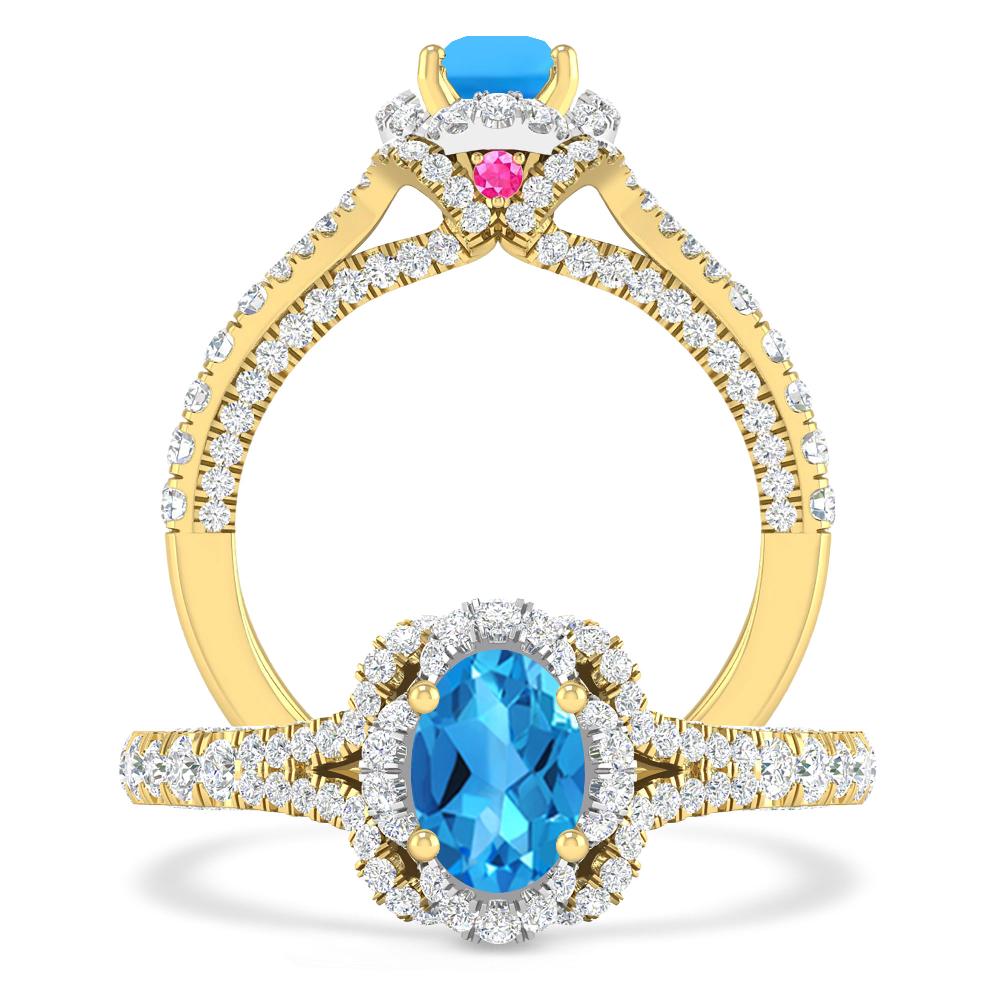 Yellow Gold - Blue Topaz