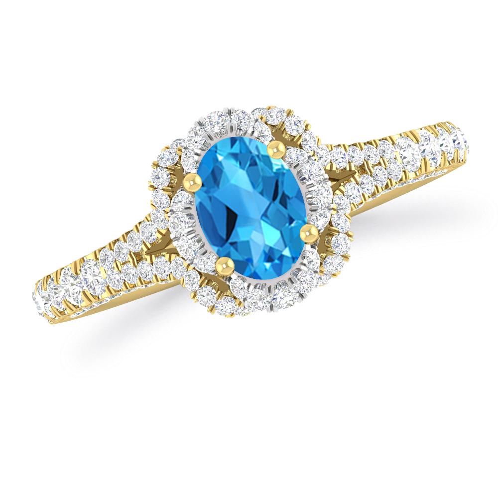 Yellow Gold - Blue Topaz