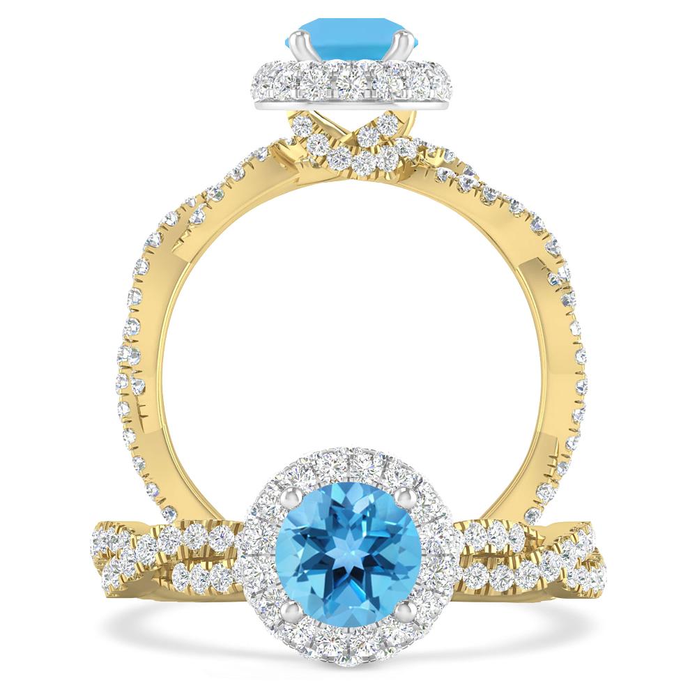 Yellow Gold - Blue Topaz