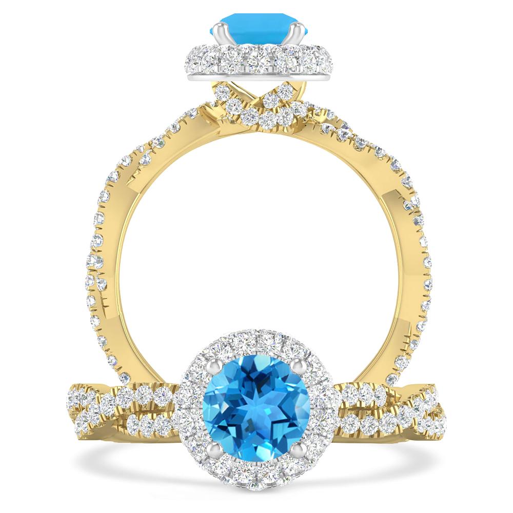 Yellow Gold - Blue Topaz