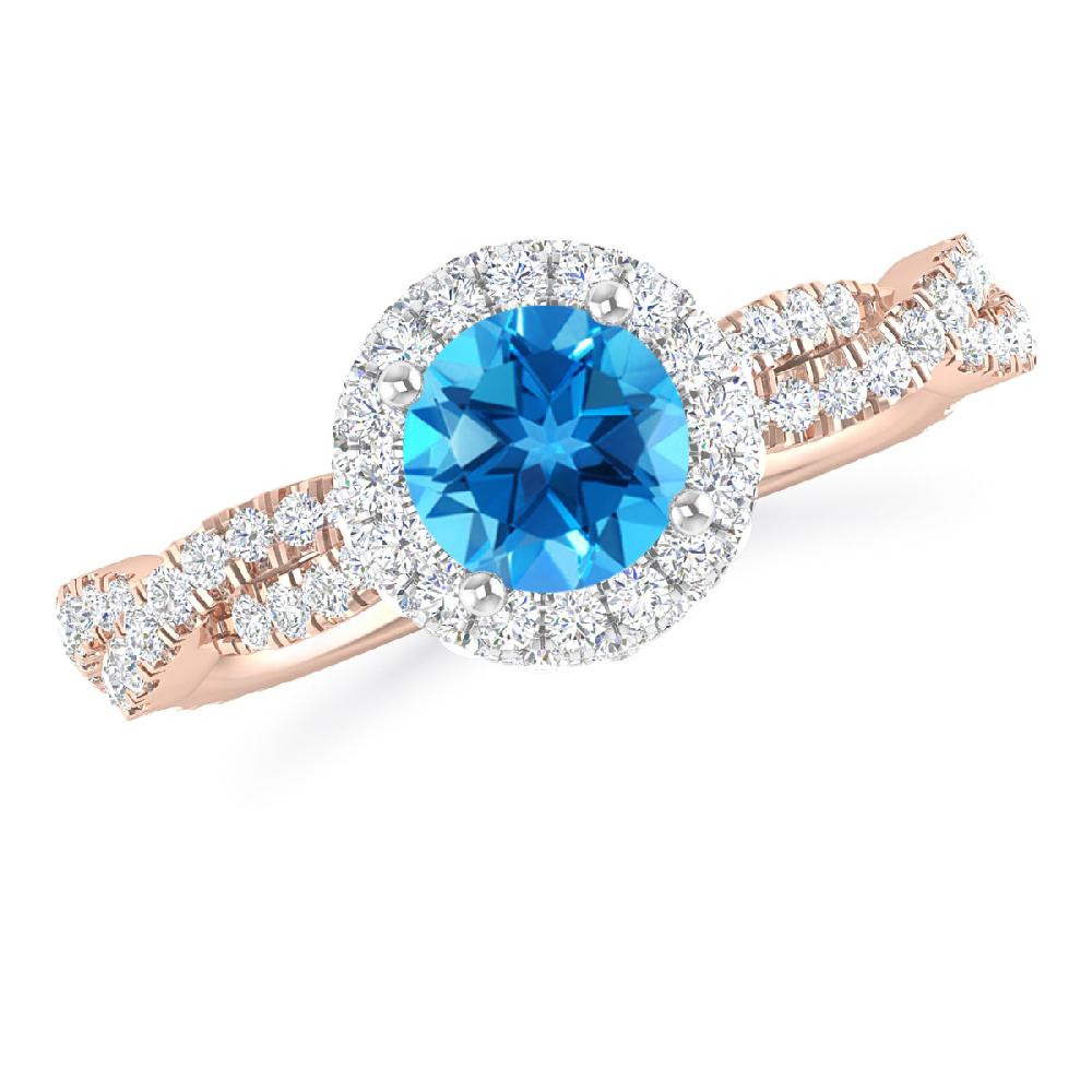 Rose Gold - Blue Topaz