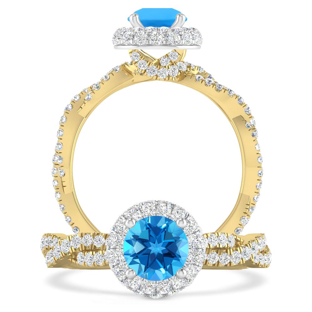 Yellow Gold - Blue Topaz