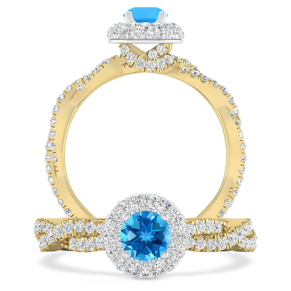 Yellow Gold - Blue Topaz