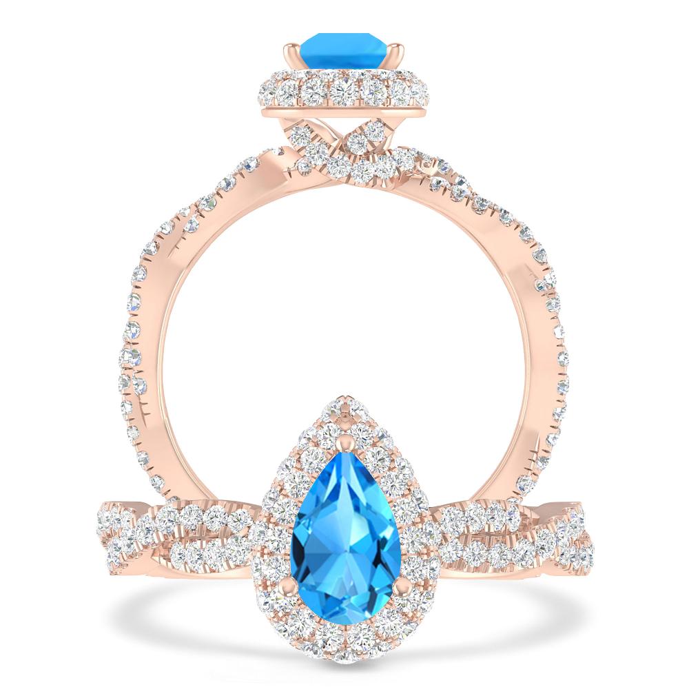 Rose Gold - Blue Topaz