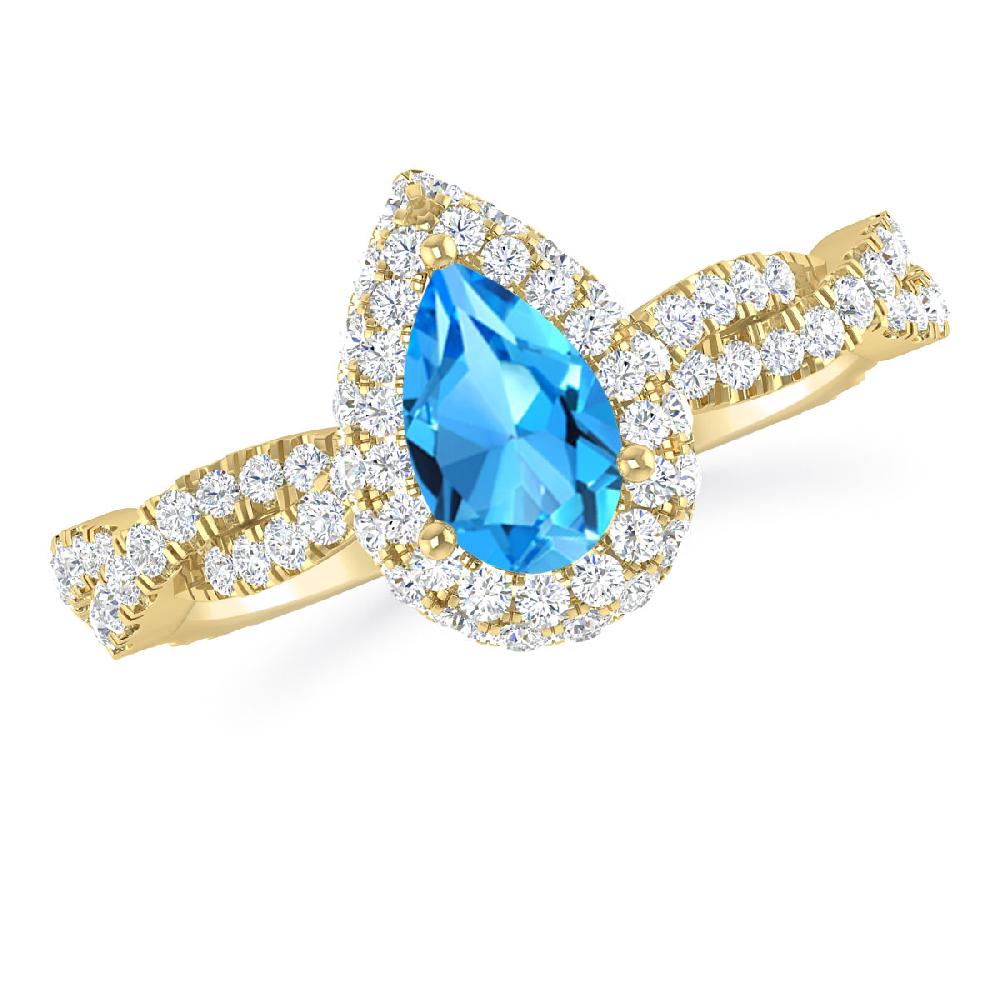 Yellow Gold - Blue Topaz