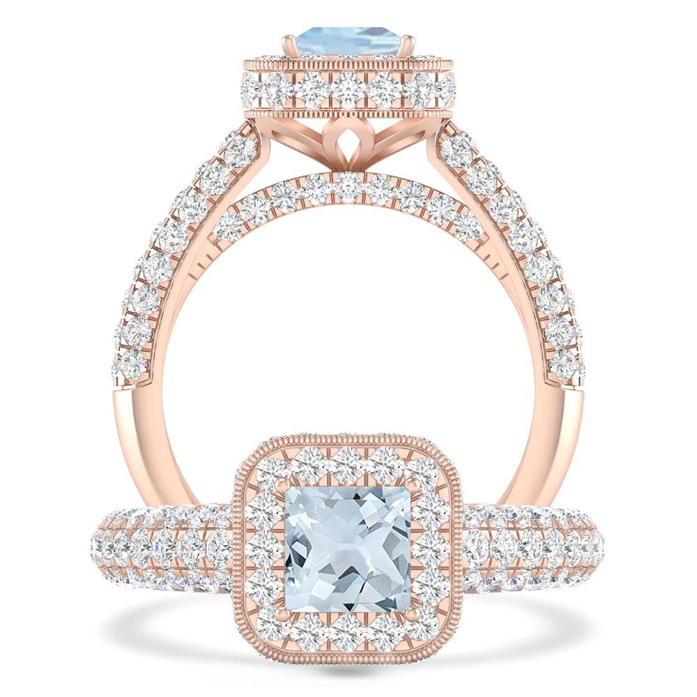 Rose Gold - Aquamarine