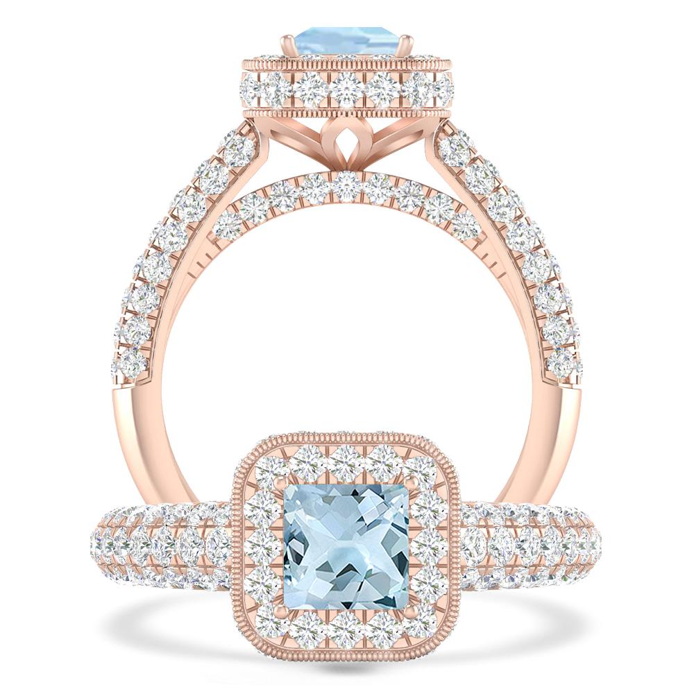 Rose Gold - Aquamarine