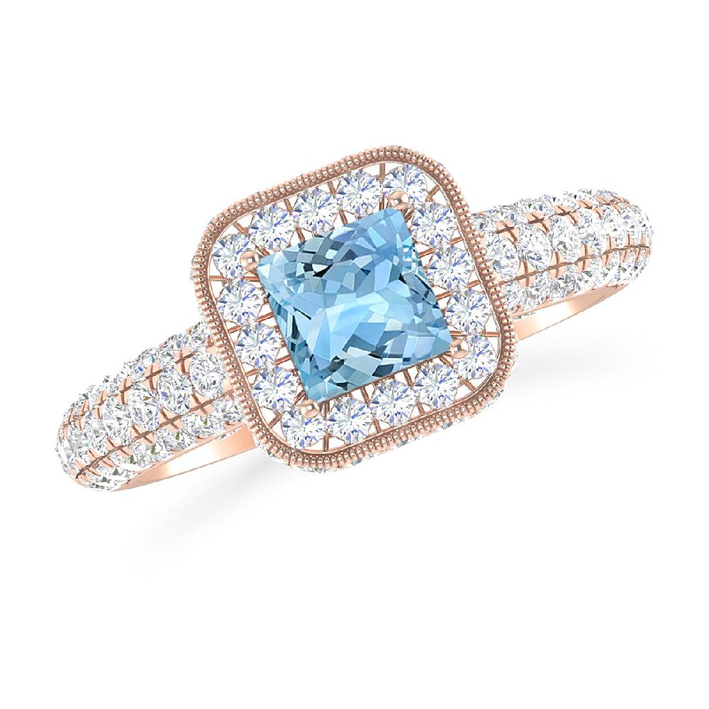 Rose Gold - Aquamarine