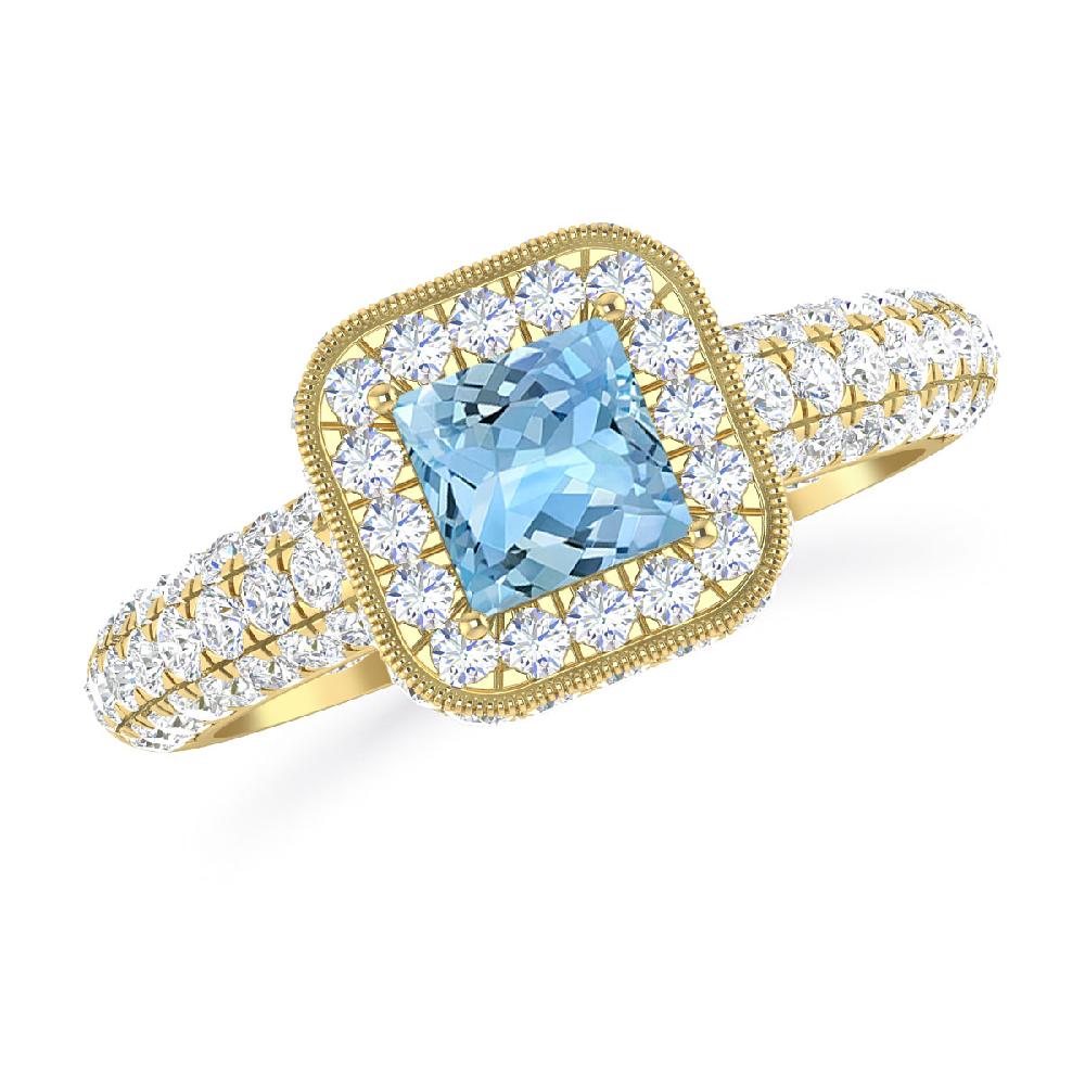 Yellow Gold - Aquamarine