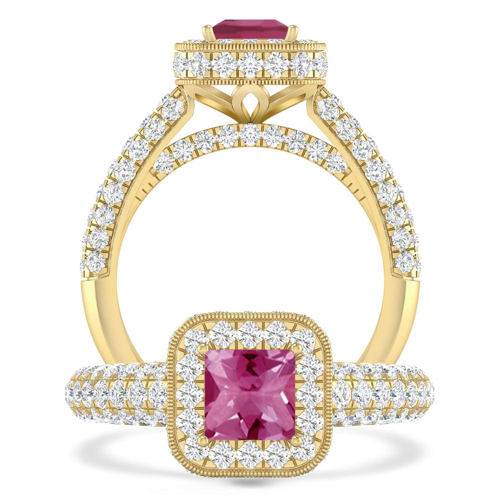 Yellow Gold - Pink Tourmaline