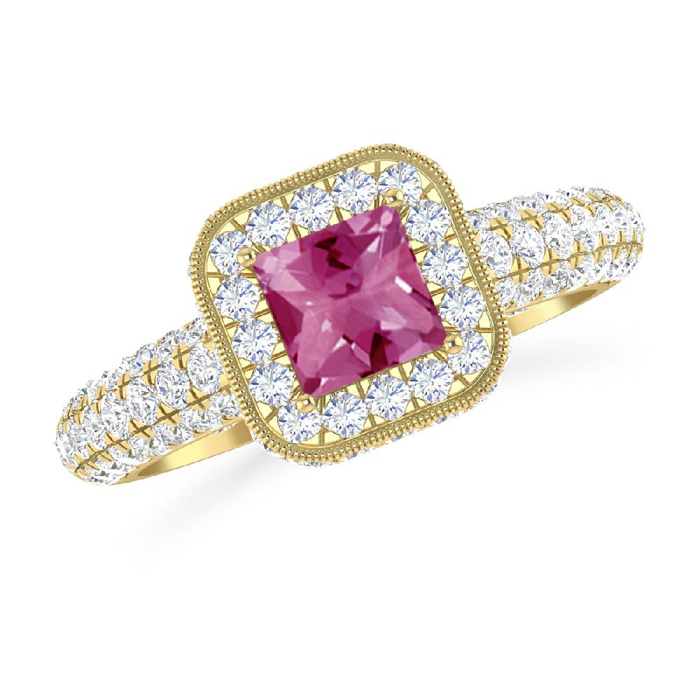 Yellow Gold - Pink Tourmaline