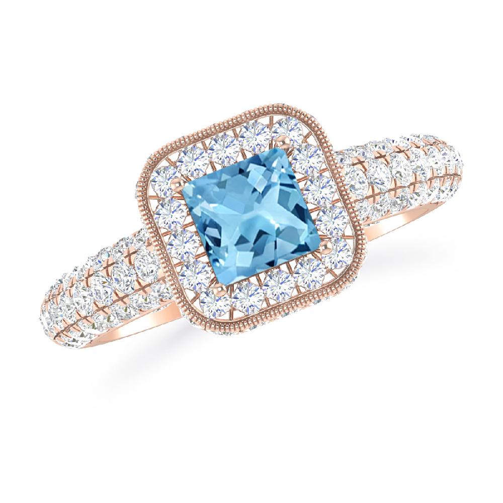 Rose Gold - Blue Topaz