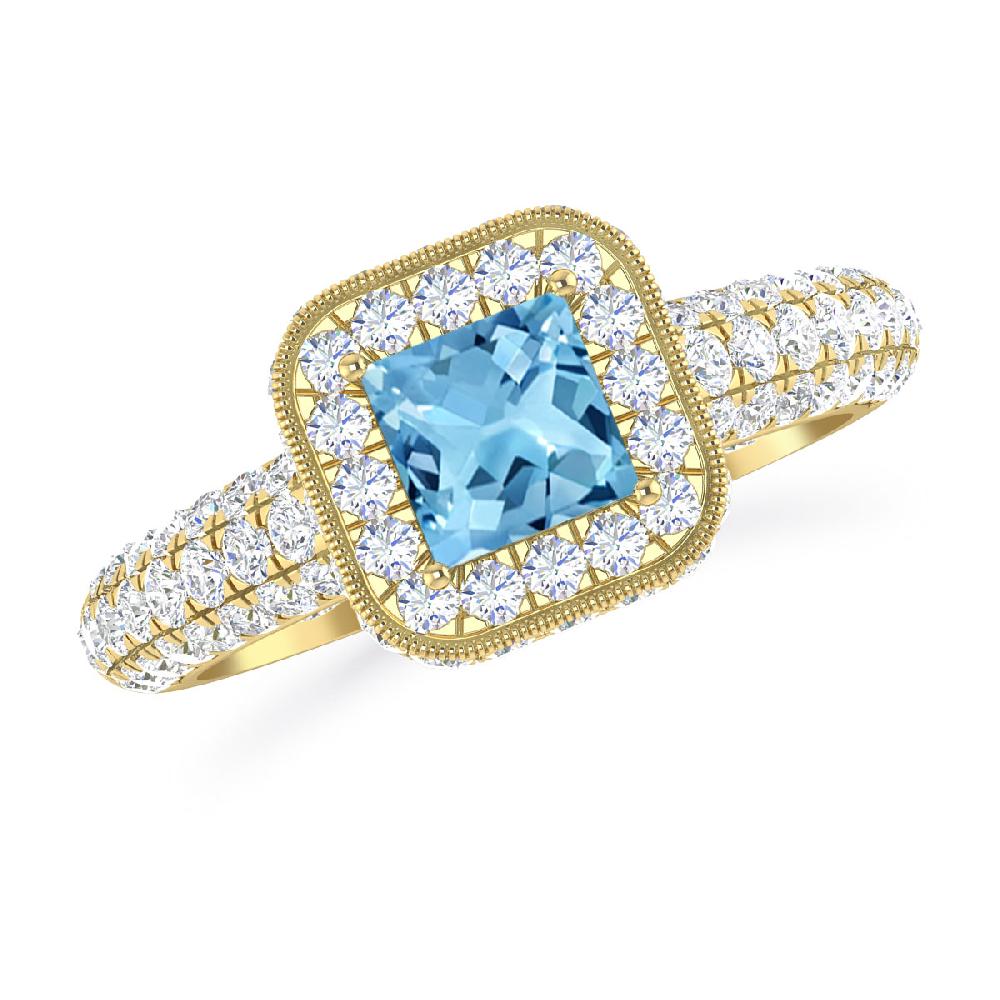 Yellow Gold - Blue Topaz