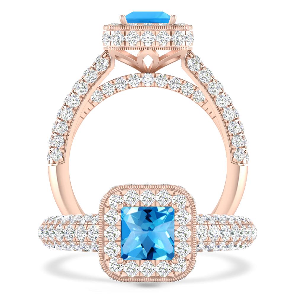 Rose Gold - Blue Topaz