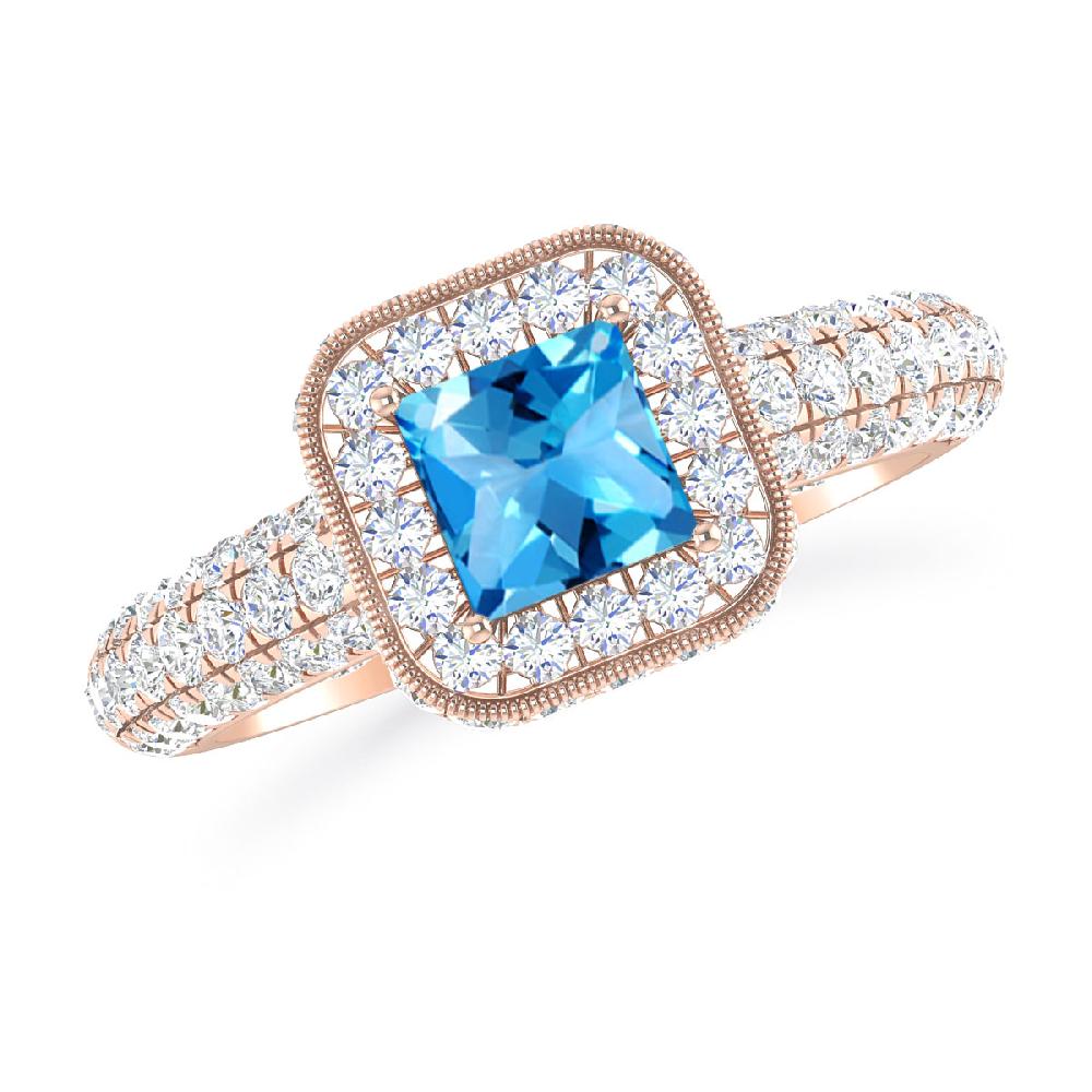 Rose Gold - Blue Topaz