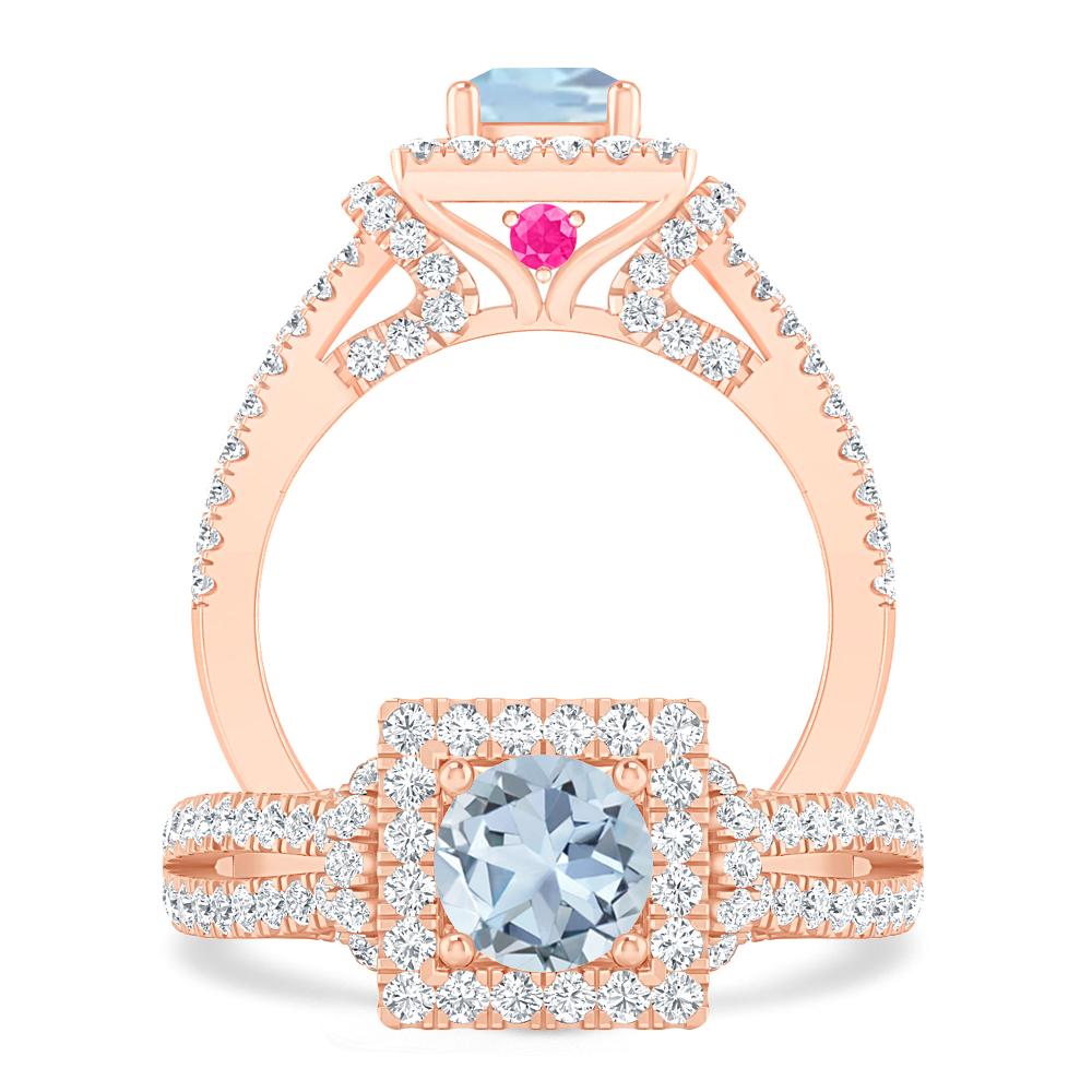 Rose Gold - Aquamarine