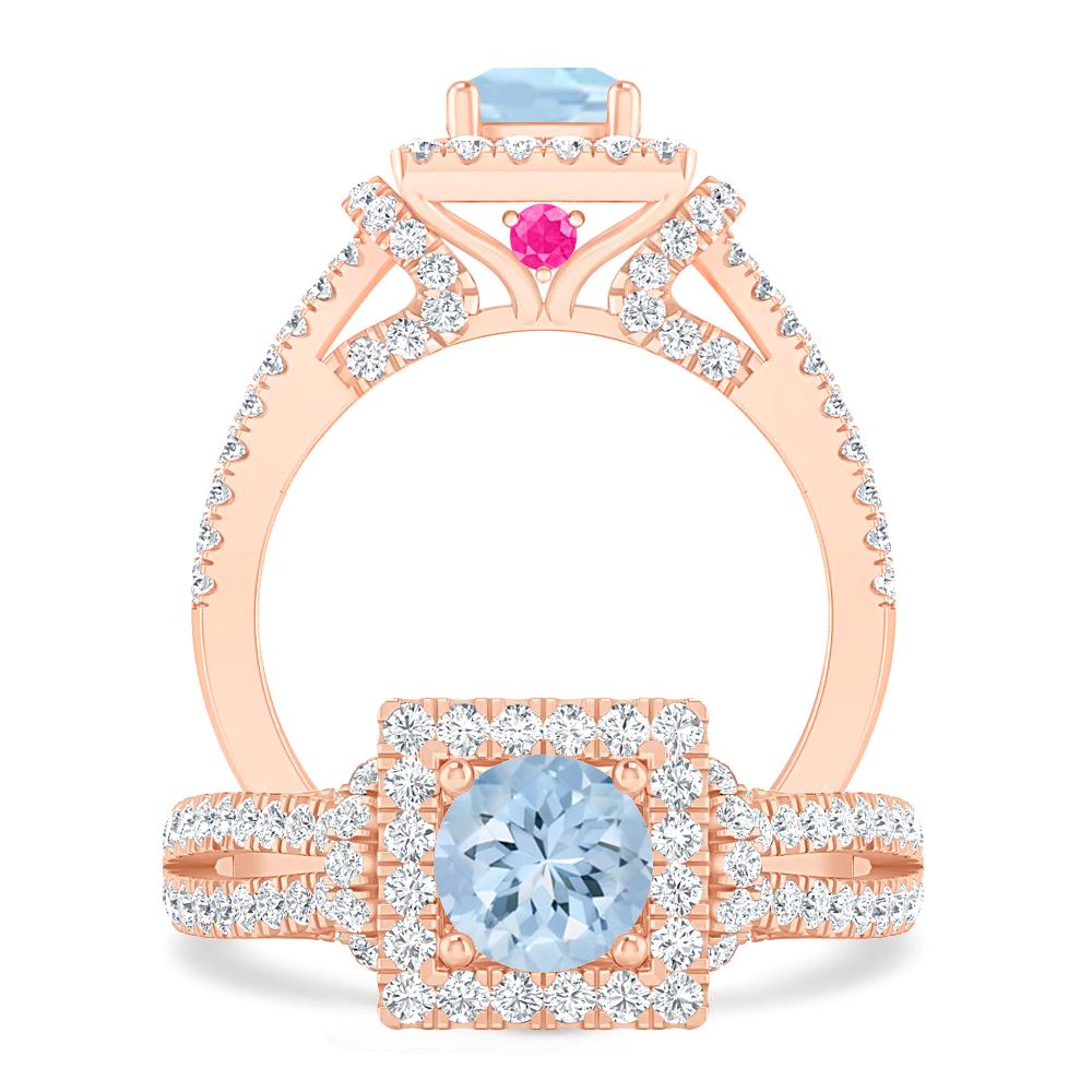 Rose Gold - Aquamarine