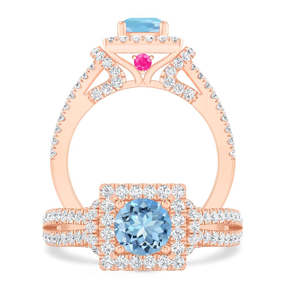 Rose Gold - Aquamarine