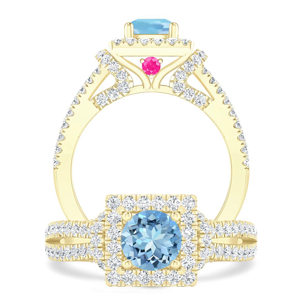 Yellow Gold - Aquamarine