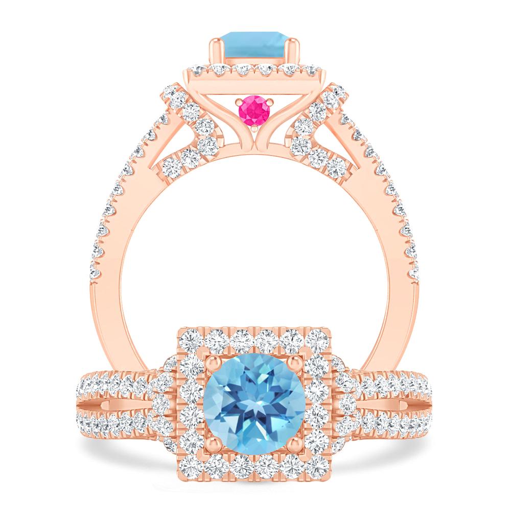 Rose Gold - Blue Topaz