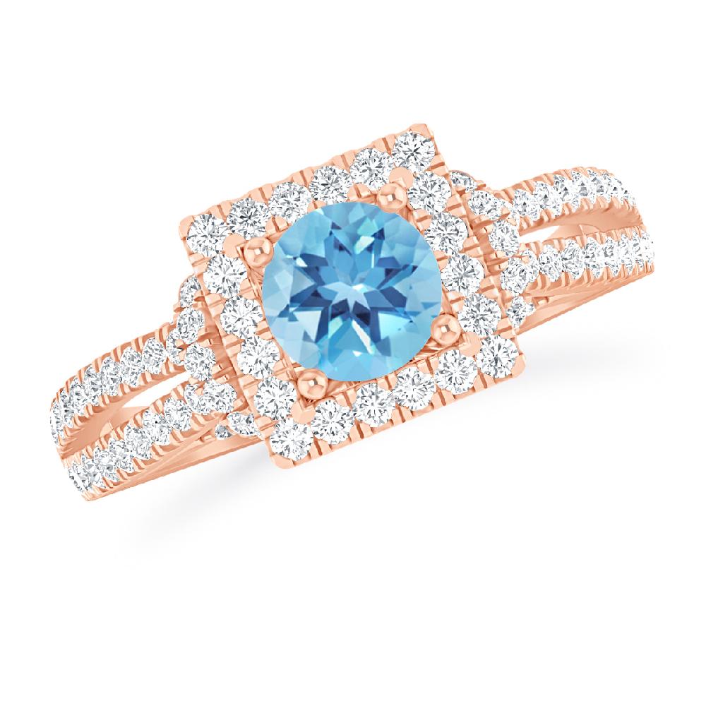 Rose Gold - Blue Topaz