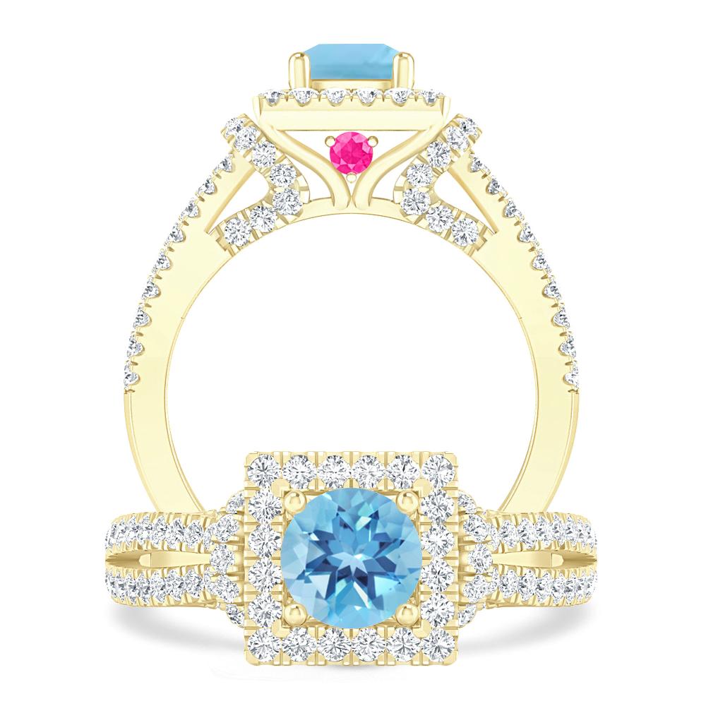 Yellow Gold - Blue Topaz