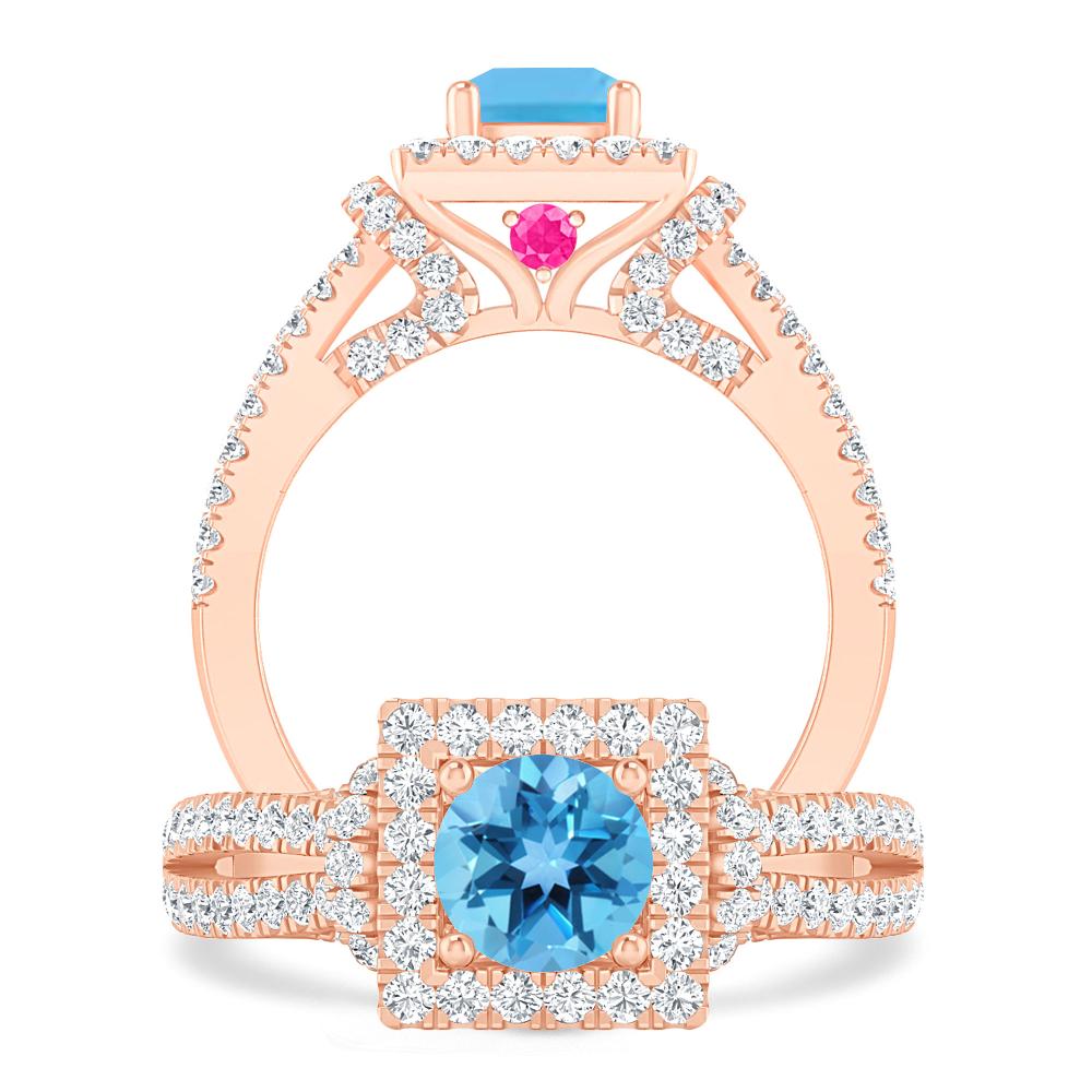 Rose Gold - Blue Topaz