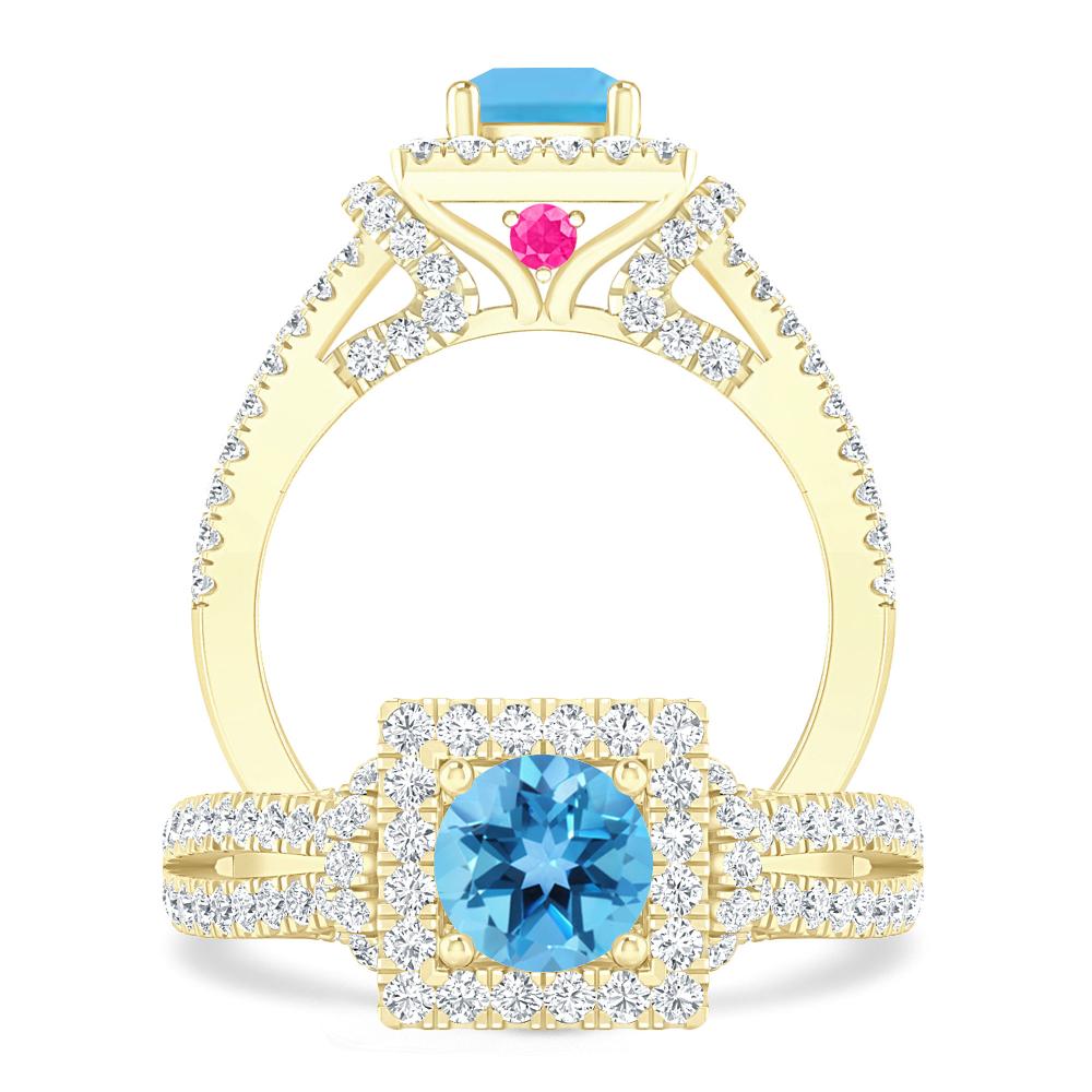 Yellow Gold - Blue Topaz