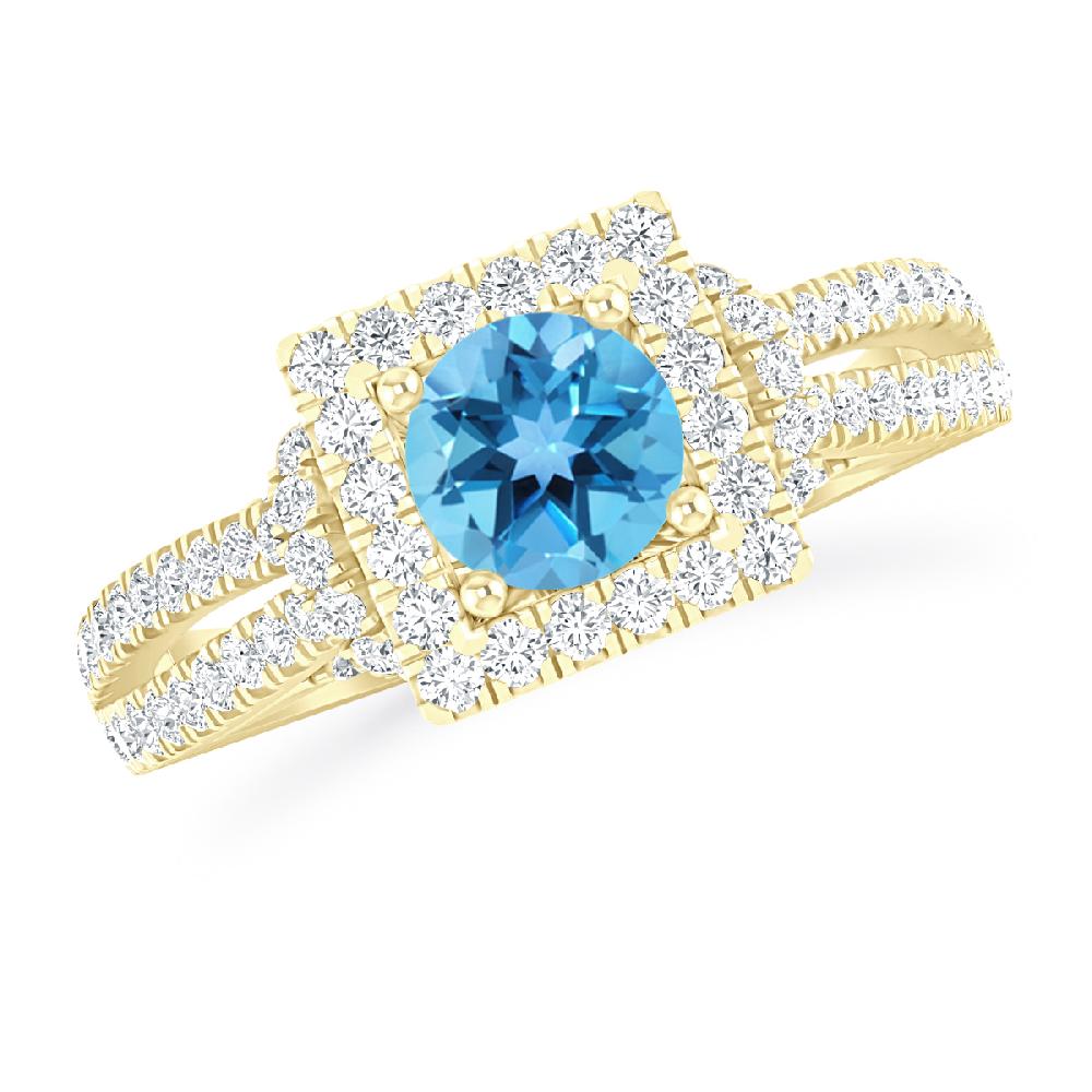 Yellow Gold - Blue Topaz